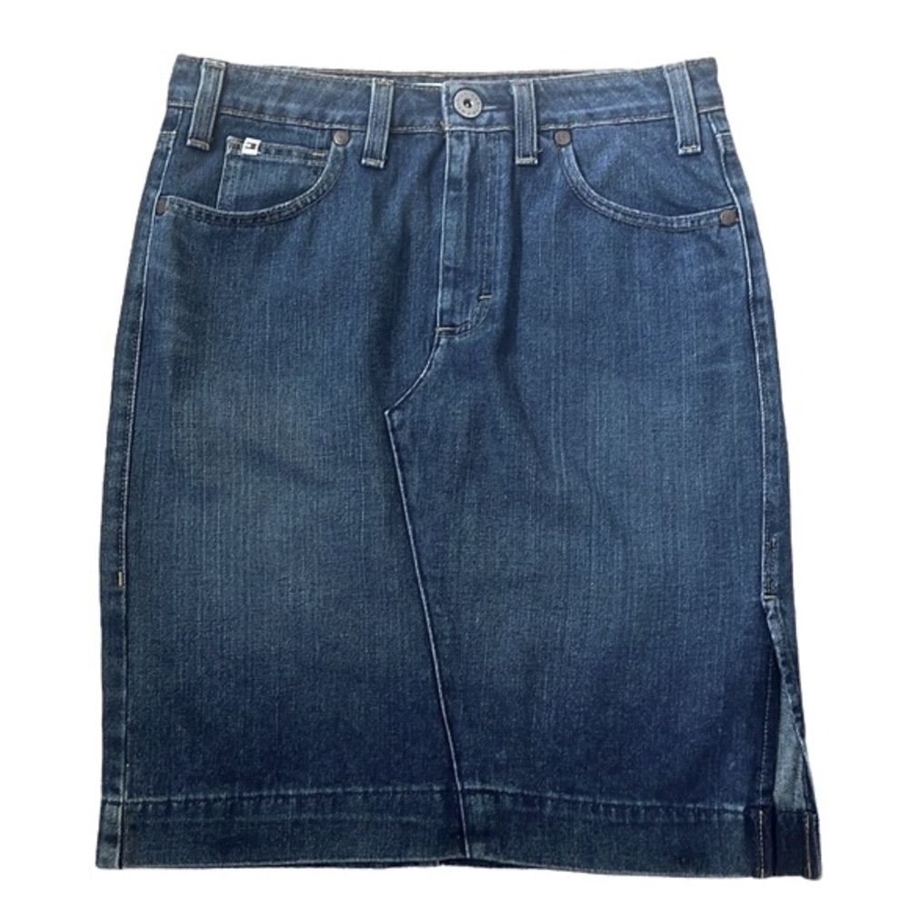 TOMMY HILFIGER HEAVY DENIM MIDI SKIRT BLUE SIZE 6